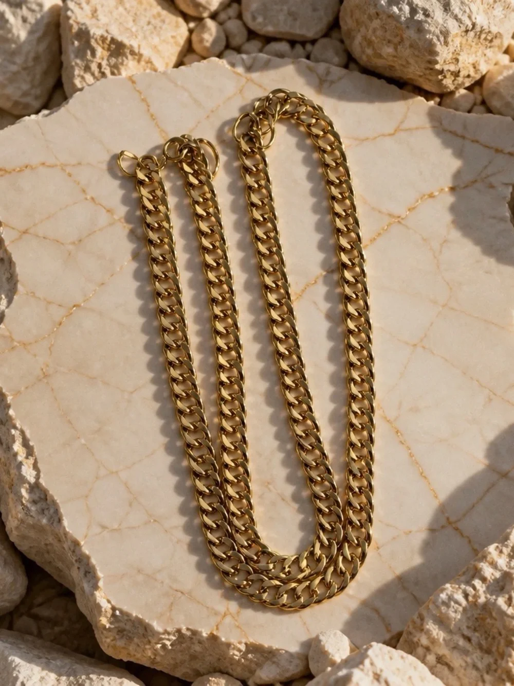 New Gold Tone Chunky Hefty Cuban Link Chain Necklace Unisex